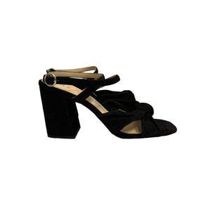 Sole Society Size 9M Black Suede Block Heel “Joanan” Open Toe Sandal Ankle Strap